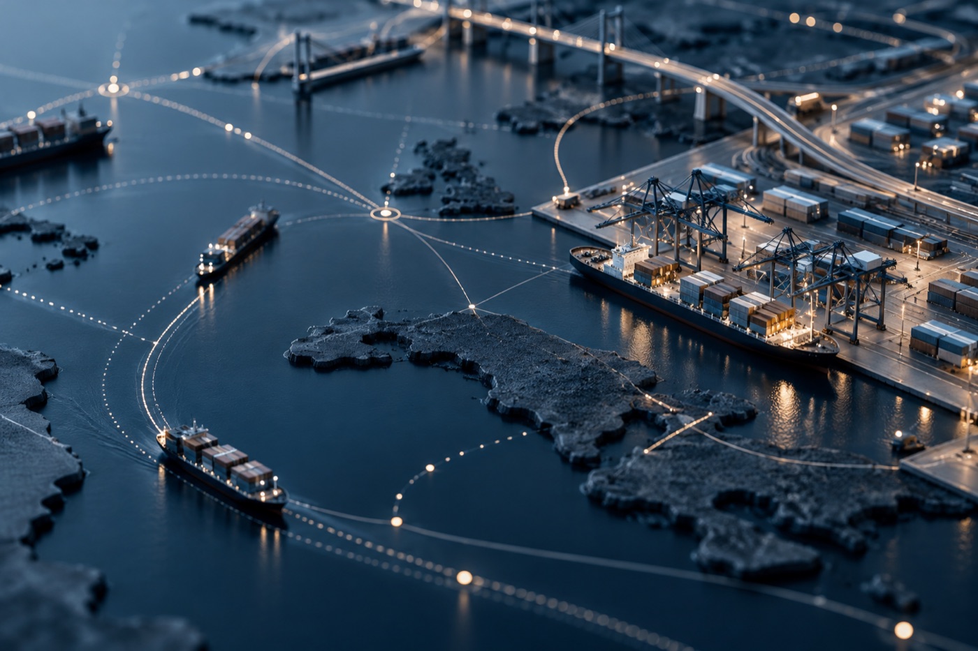 International logistics, port and infrastructure routes