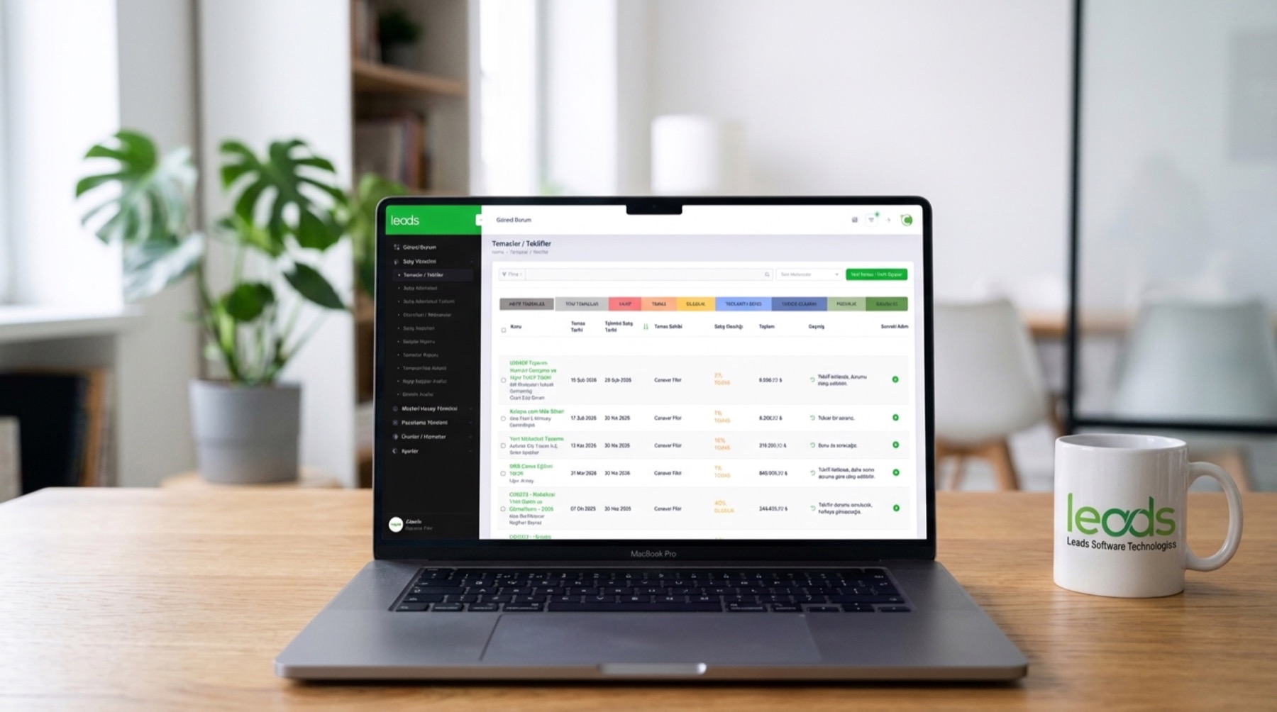 Leads CRM running on a laptop